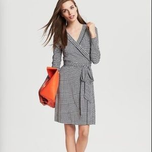 Banana Republic Black and White Long Sleeve Wrap Dress